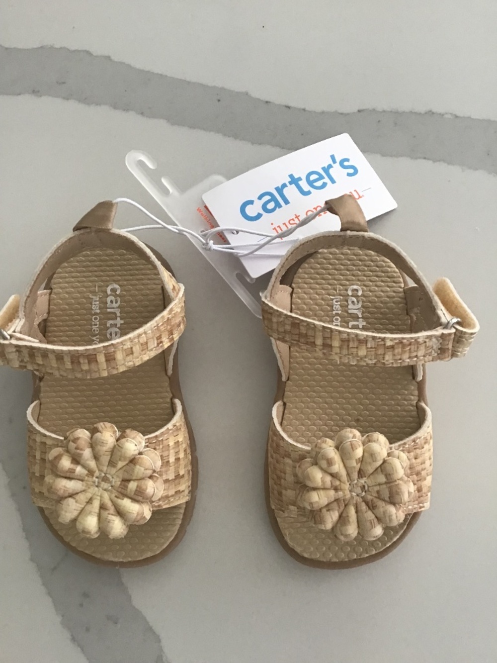 Carters baby girl sandals Size 3, Color light tan